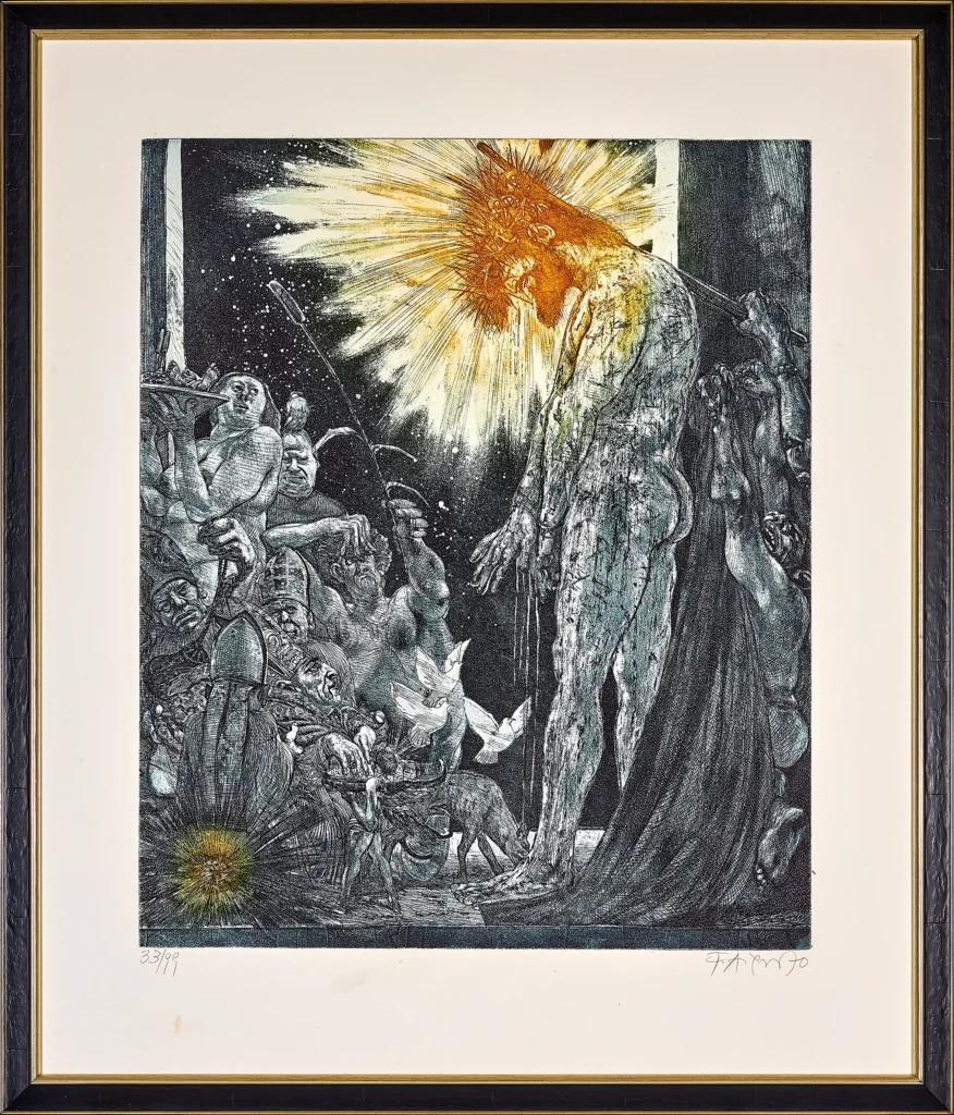 „Die Verhöhnung Christi“, 1970 von Fritz Aigner aus der Kunstsammlung Arnoldina im Schmankerlwirt Vorderweißenbach