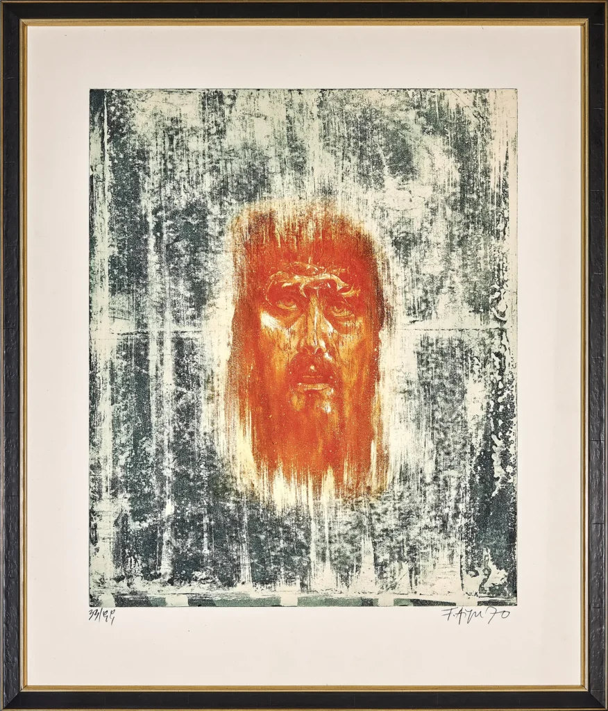 „Ecce Homo Schweisstuch“, 1970 von Fritz Aigner aus der Kunstsammlung Arnoldina im Schmankerlwirt Vorderweißenbach