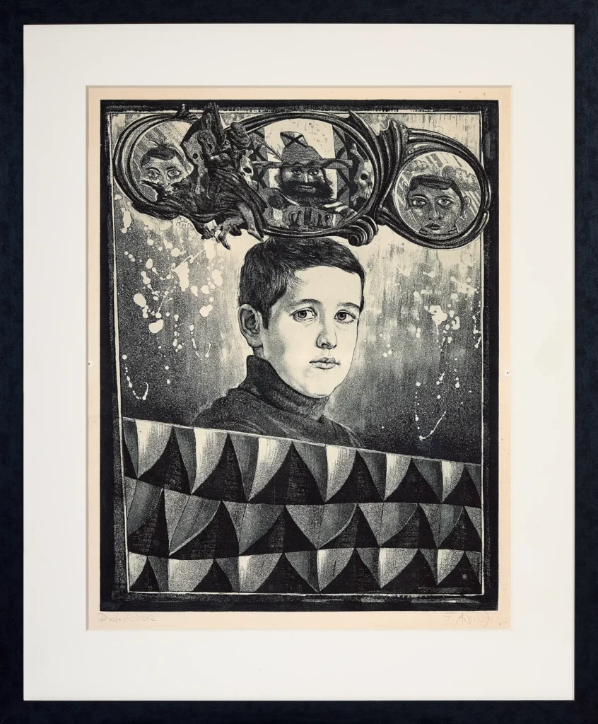 „Knabenportrait“, 1971 von Fritz Aigner aus der Kunstsammlung Arnoldina im Schmankerlwirt Vorderweißenbach
