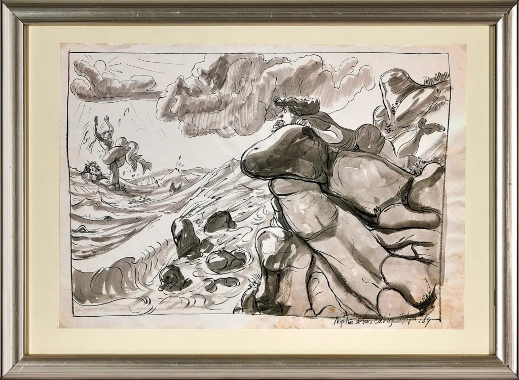 „Neptun And His Ladies“, 1984 von Fritz Aigner aus der Kunstsammlung Arnoldina im Schmankerlwirt Vorderweißenbach