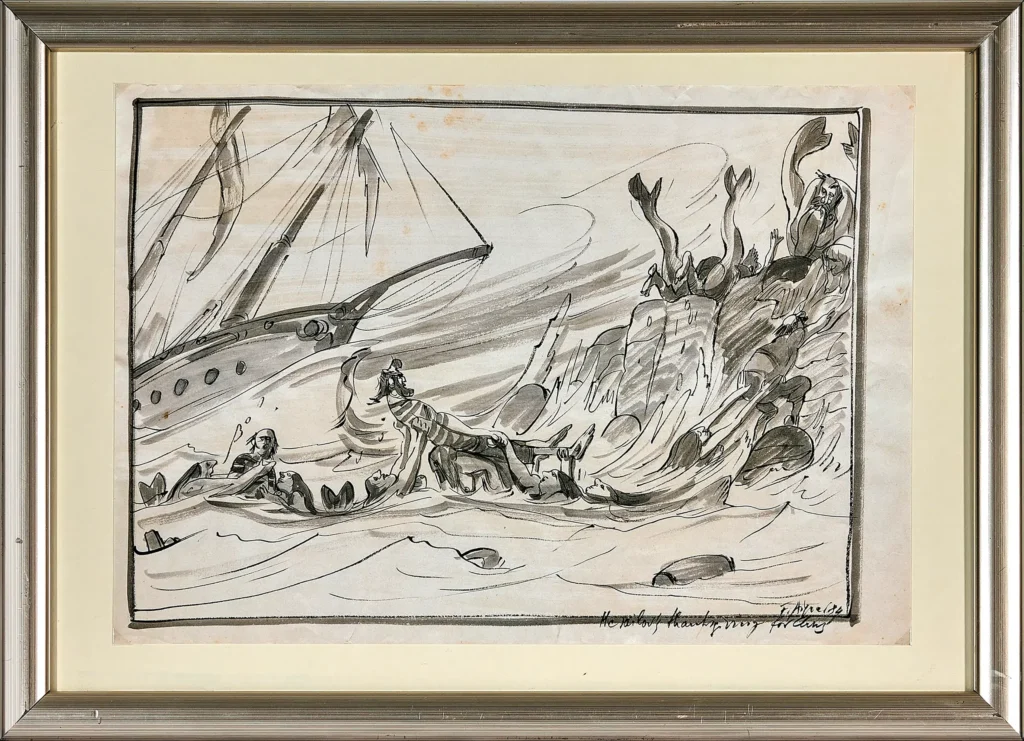 „The Sailors Thanksgiving For Chris“, 1986 von Fritz Aigner aus der Kunstsammlung Arnoldina im Schmankerlwirt Vorderweißenbach