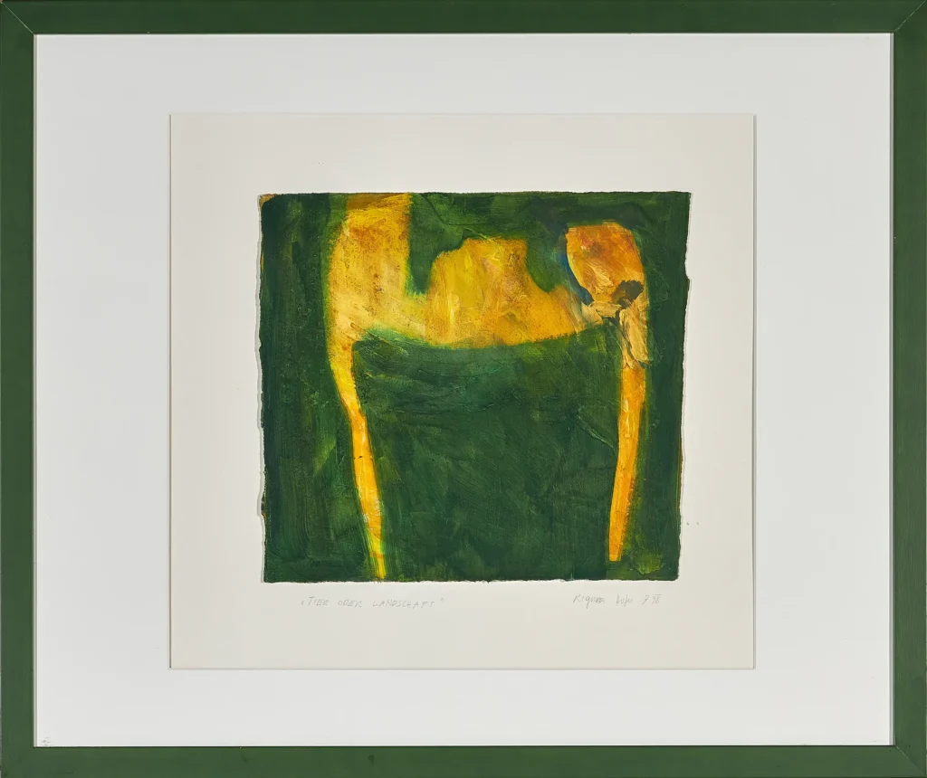 „Tier oder Landschaft“, 1998 von Regina Hofer aus der Kunstsammlung Arnoldina im Schmankerlwirt Vorderweißenbach