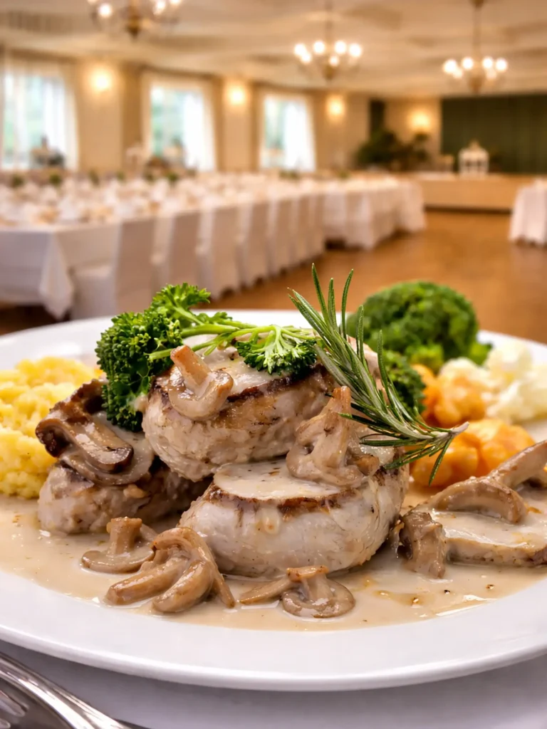 Schweinemedaillons im Festsaal des Schmankerlwirts in Vorderweißenbach im Mühlviertel